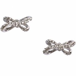 Kate Spade Crystal Tied Up Bow Earrings • Silver